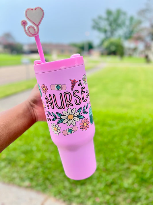 Heart Check– 40oz Pink Nurse Tumbler