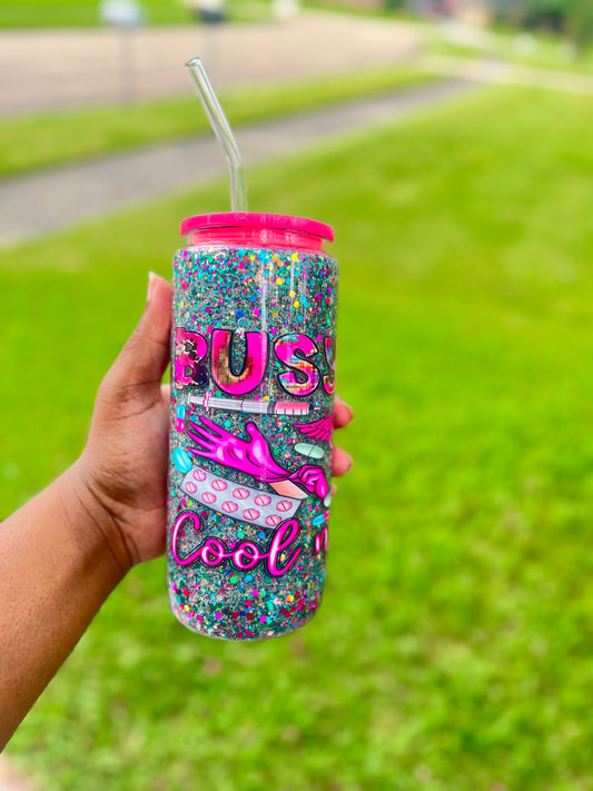 Busy Doing Cool Nurse Stuff– 16oz Glass Snowglobe Tumbler