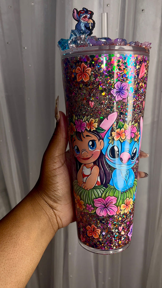 🌺 Island Mischief – 24oz Glow-in-the-Dark Tumbler