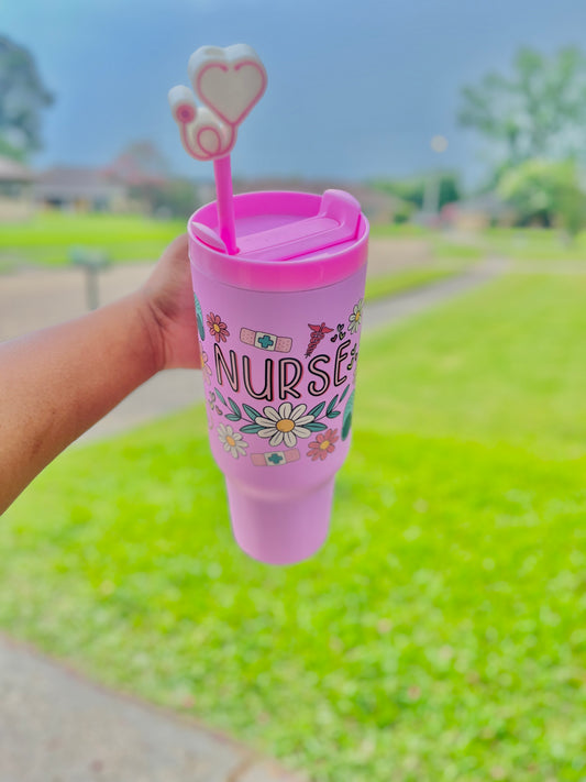 Heart Check– 40oz Pink Nurse Tumbler