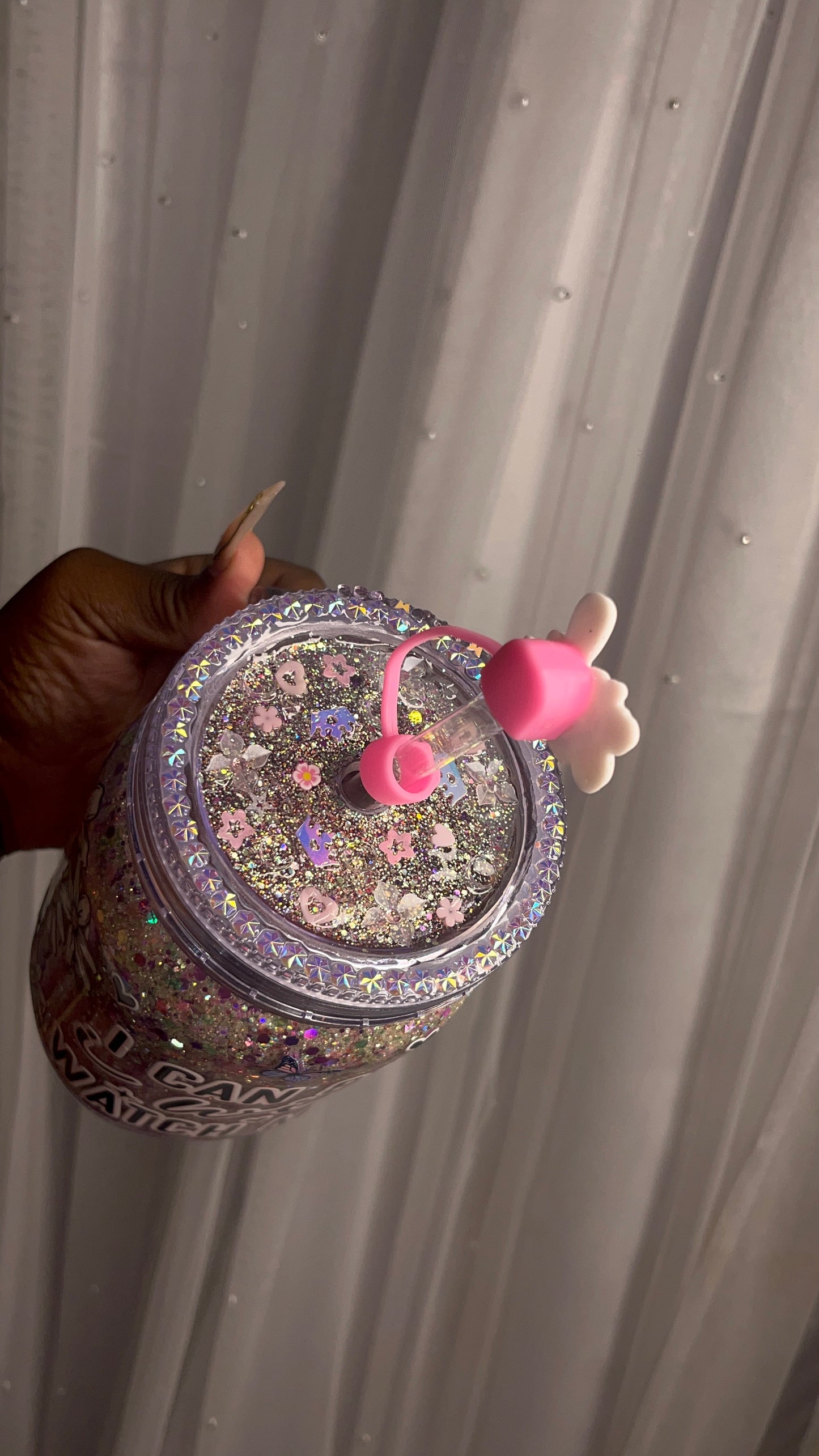 👑 “Watch Me” – 20oz Acrylic Mason Jar Snowglobe Tumbler