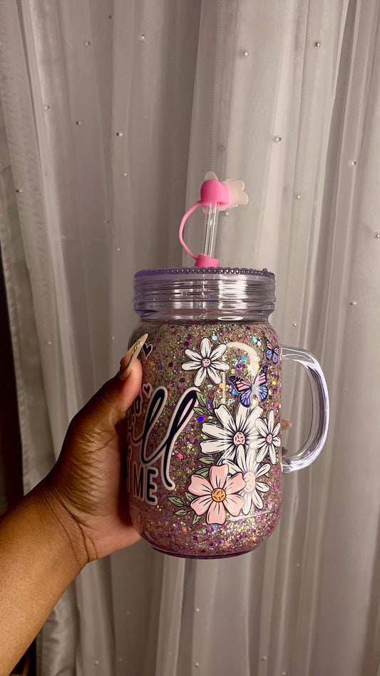 👑 “Watch Me” – 20oz Acrylic Mason Jar Snowglobe Tumbler
