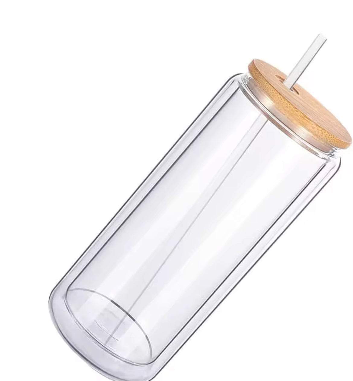 16oz. Double Wall Glass Tumbler w/ Bamboo Lid and Straw