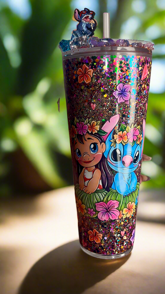 🌺 Island Mischief – 24oz Glow-in-the-Dark Tumbler